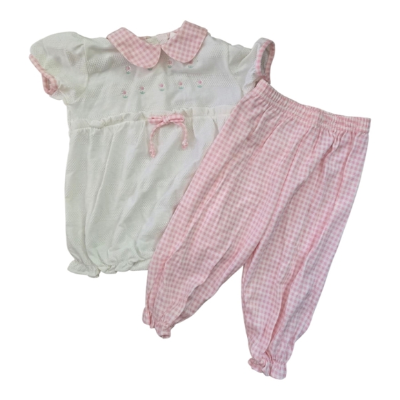 Vintage Other - Vintage 1990s Pink and White Gingham Plaid 2 Piece Outfit Set NWT